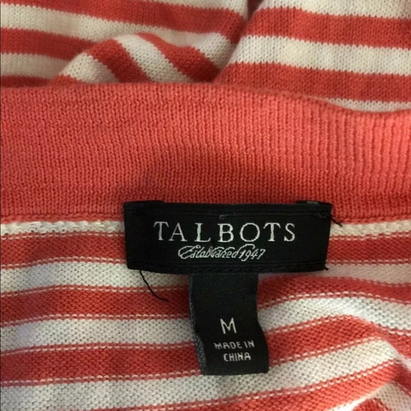Talbots Coral Striped Cardigan Medium-Button Down - Picture 8 of 8